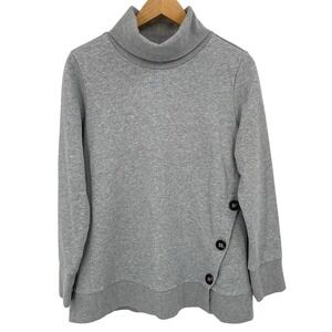 Soft Surroundings Sz Large Lidia Side Button Turtleneck Sweatshirt Asymmetrical